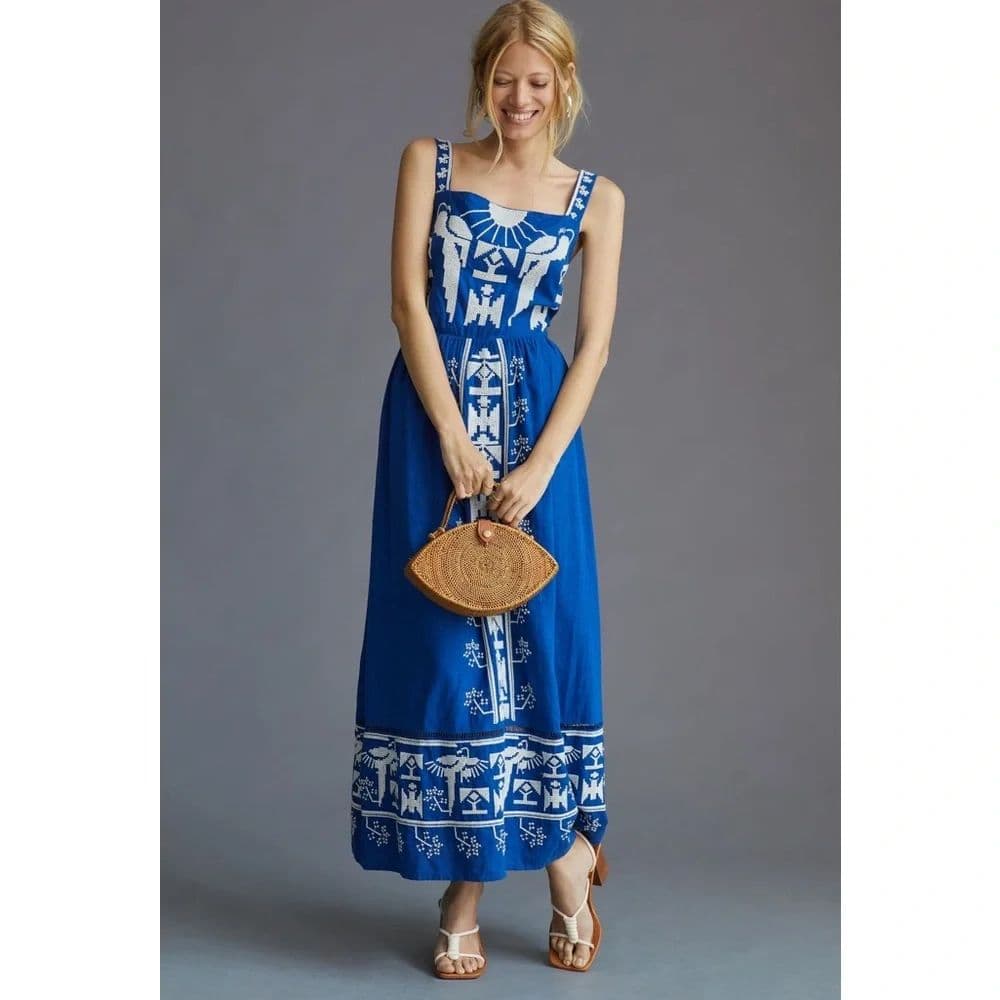 Farm Rio Blue and White Dress - Image 1