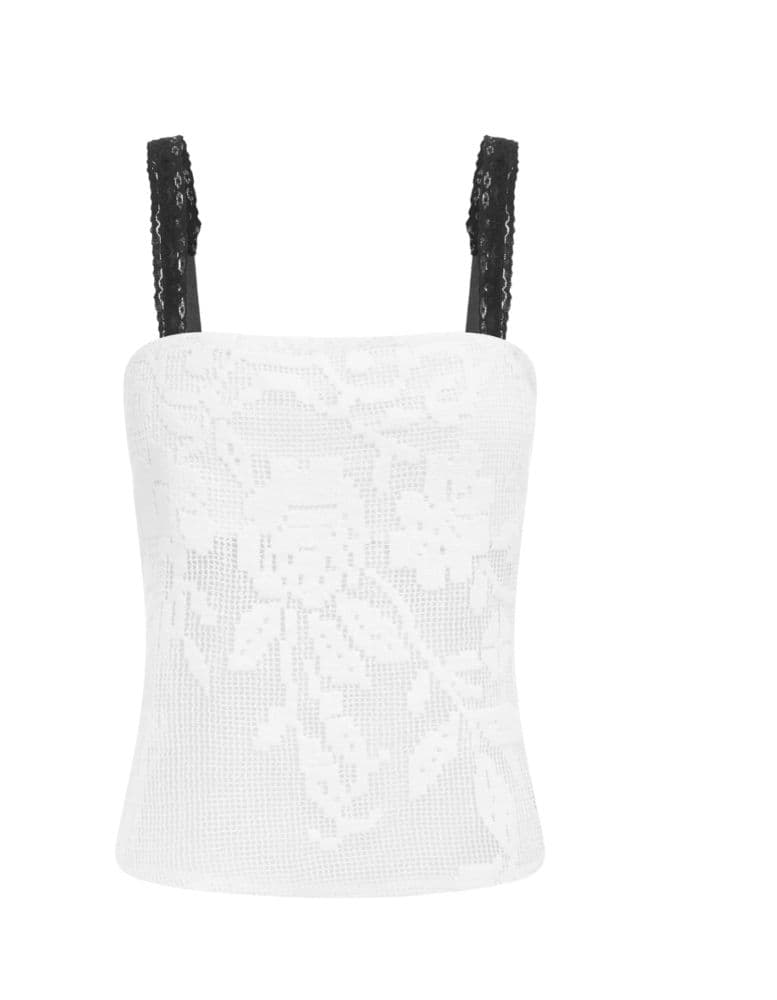 White Embroidered With Jean Saint Top - Image 2