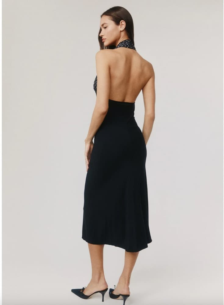 Bianca Polka Dot Halter Backless Dress - Image 2