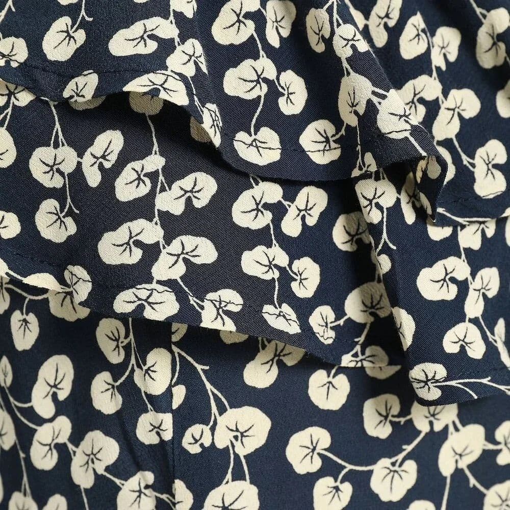 Ganni Roseburg Navy Floral Asymmetrical One-Shoulder Dress - Image 3
