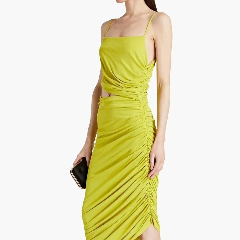 Halston Averie Jersey Ruched Cutout Cocktail Dress - Sulfur - Image 2