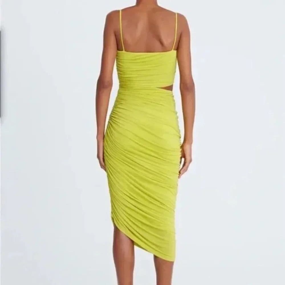 Halston Averie Jersey Ruched Cutout Cocktail Dress - Sulfur - Image 4