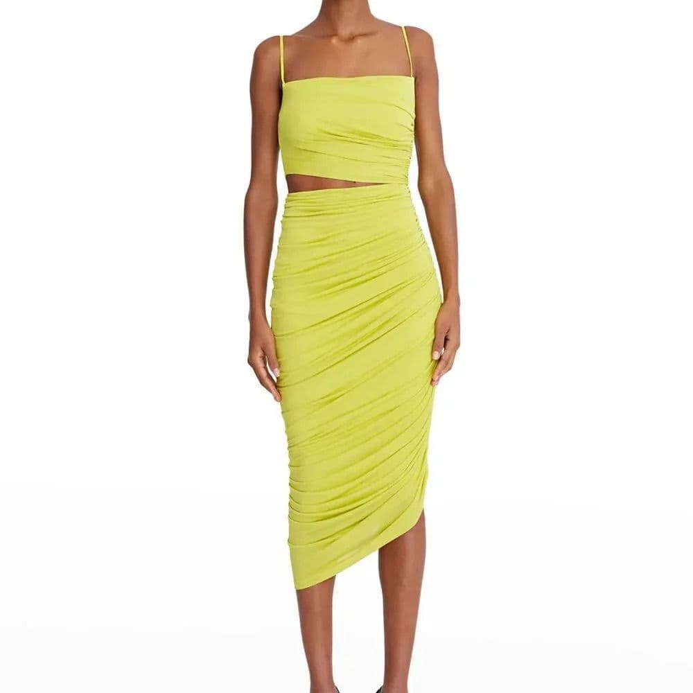 Halston Averie Jersey Ruched Cutout Cocktail Dress - Sulfur - Image 1