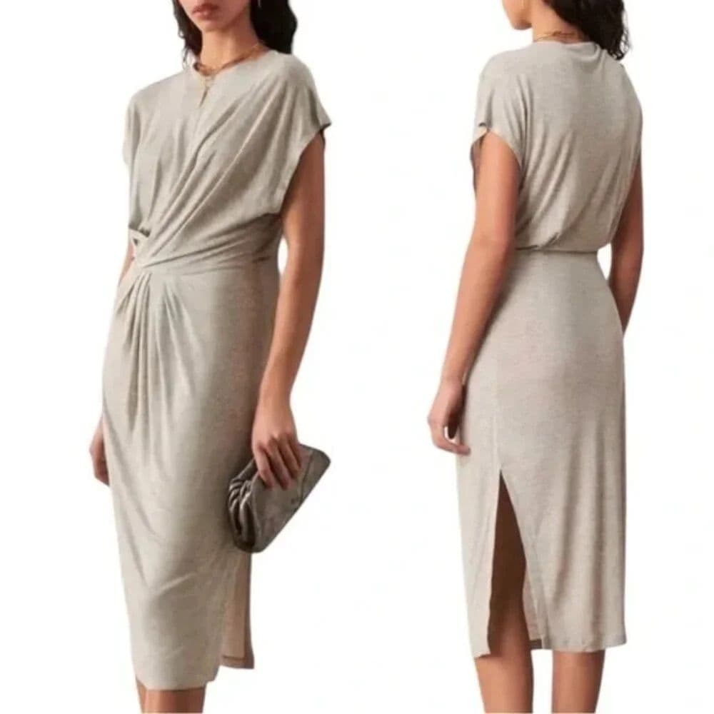 Ba&sh Tisha twisted t-shirt midi dress grey size 1 (US 4) - Image 1