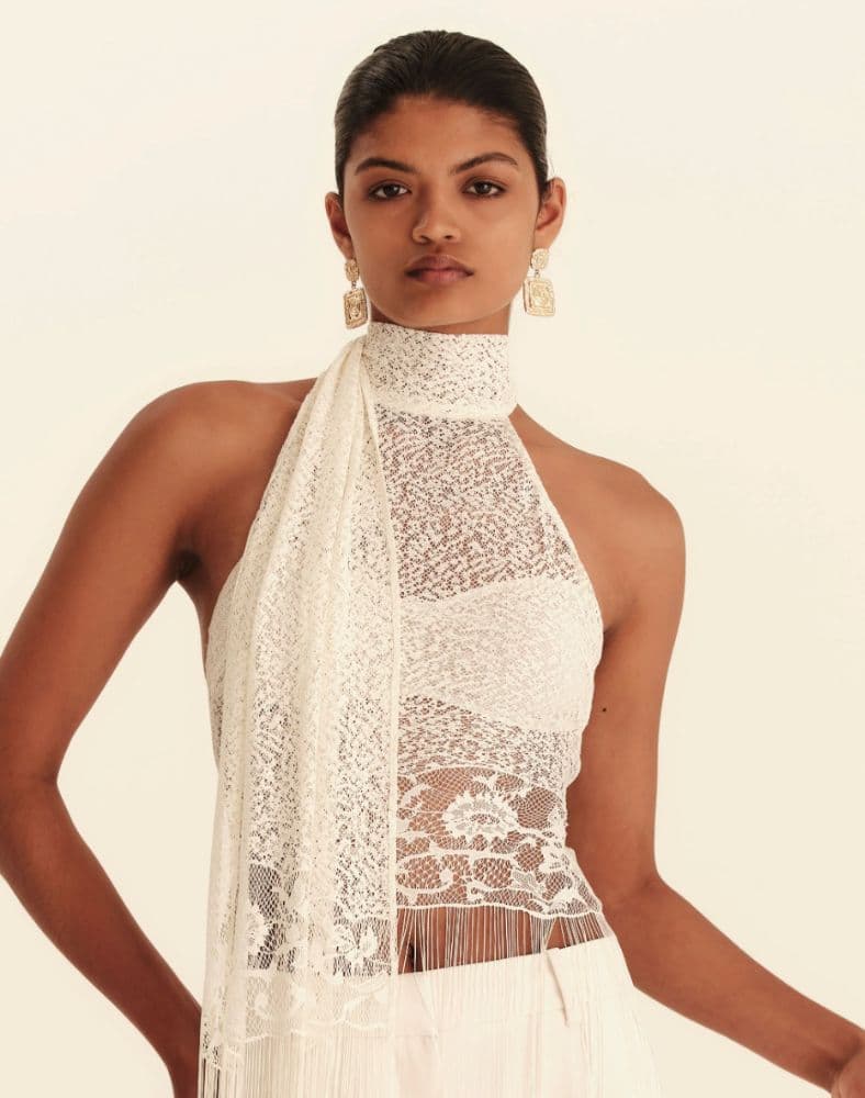 LENY Elara Fringe Halter - Ivory Cream - Image 1