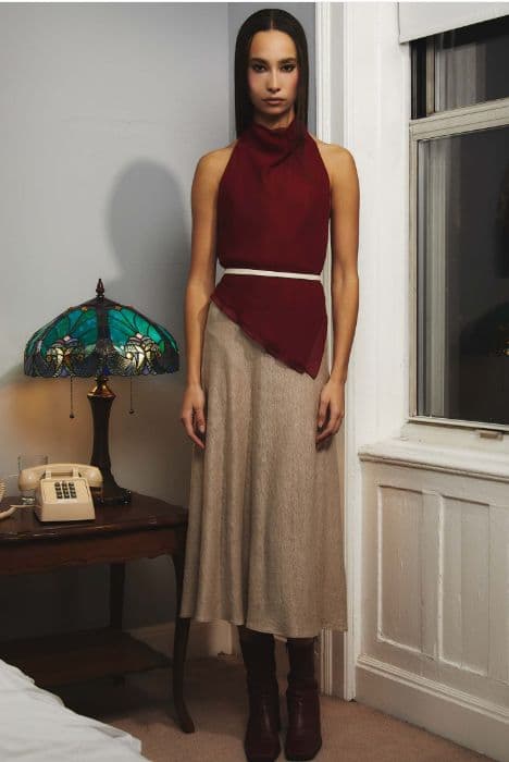 Tae Park Sheer Kite Top - Wine - Image 3