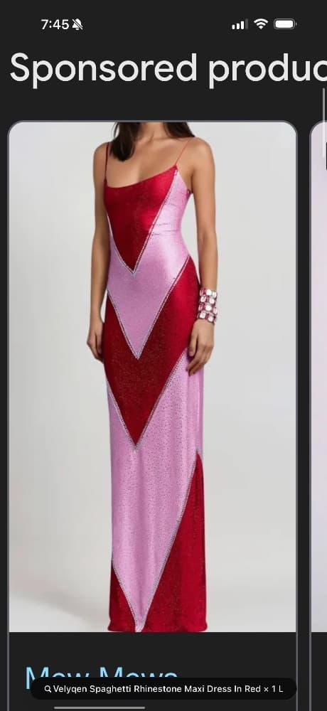 Velyqen Red Rhinestone Maxi Dress Mew Mews - Image 1