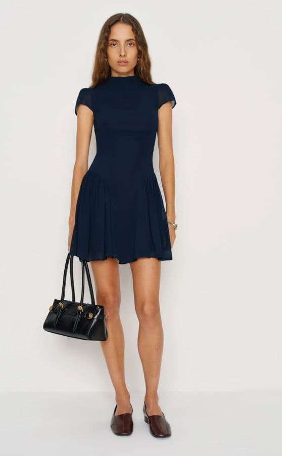 Reformation Maven Mini Dress in Navy - Image 1