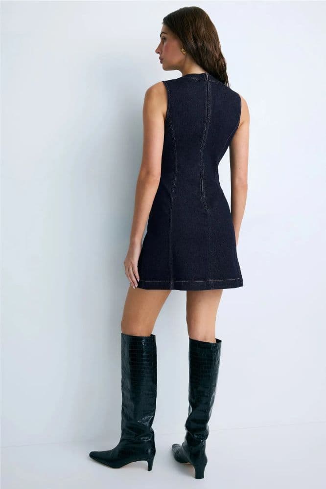 Sleeveless Denim Mini Dress - Image 2