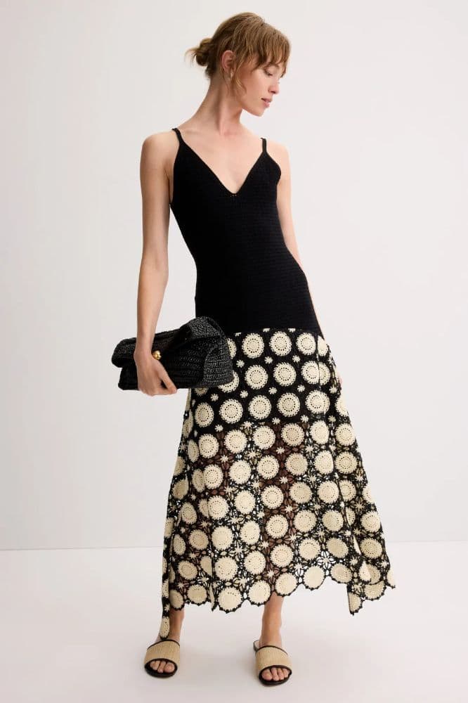Drop Waist Crochet Midi Dress - Image 2
