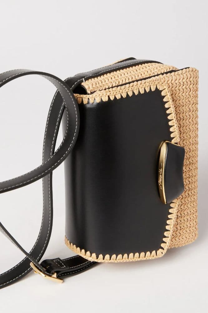 Black Leather and Crochet Phillip Lim Bag - Image 1