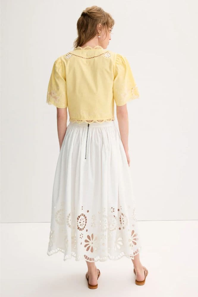White Midi Eyelet Skirt - Image 2