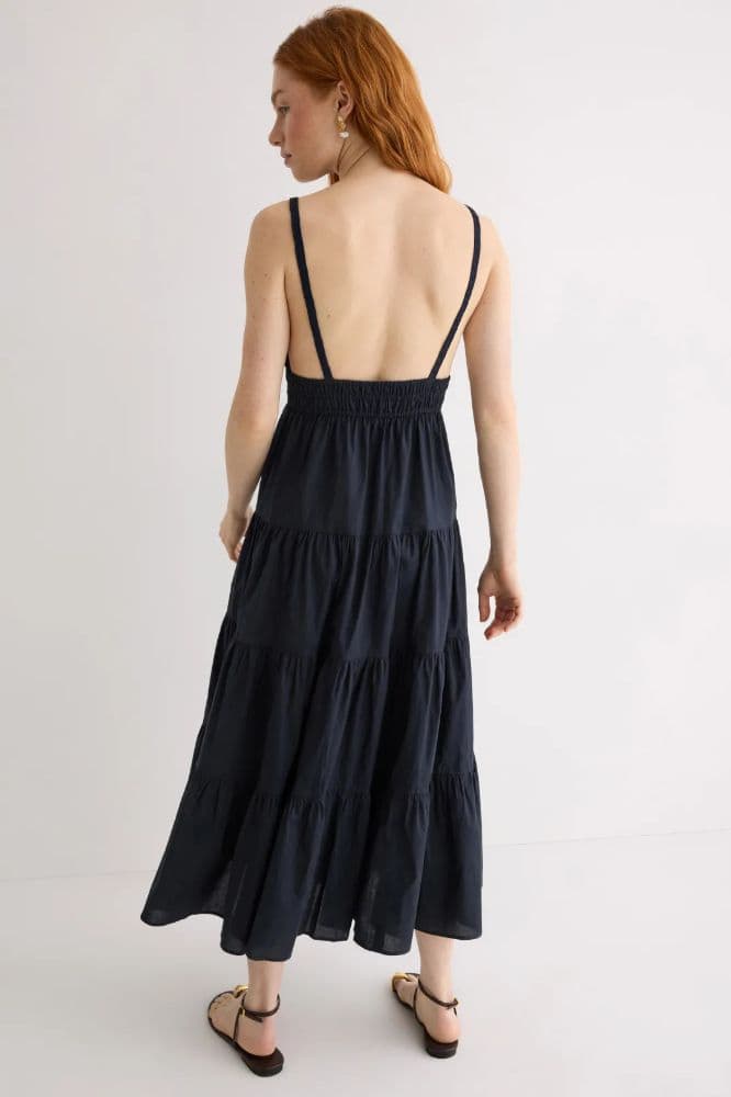Navy V-Neck Empire Maxi Dress - Image 2