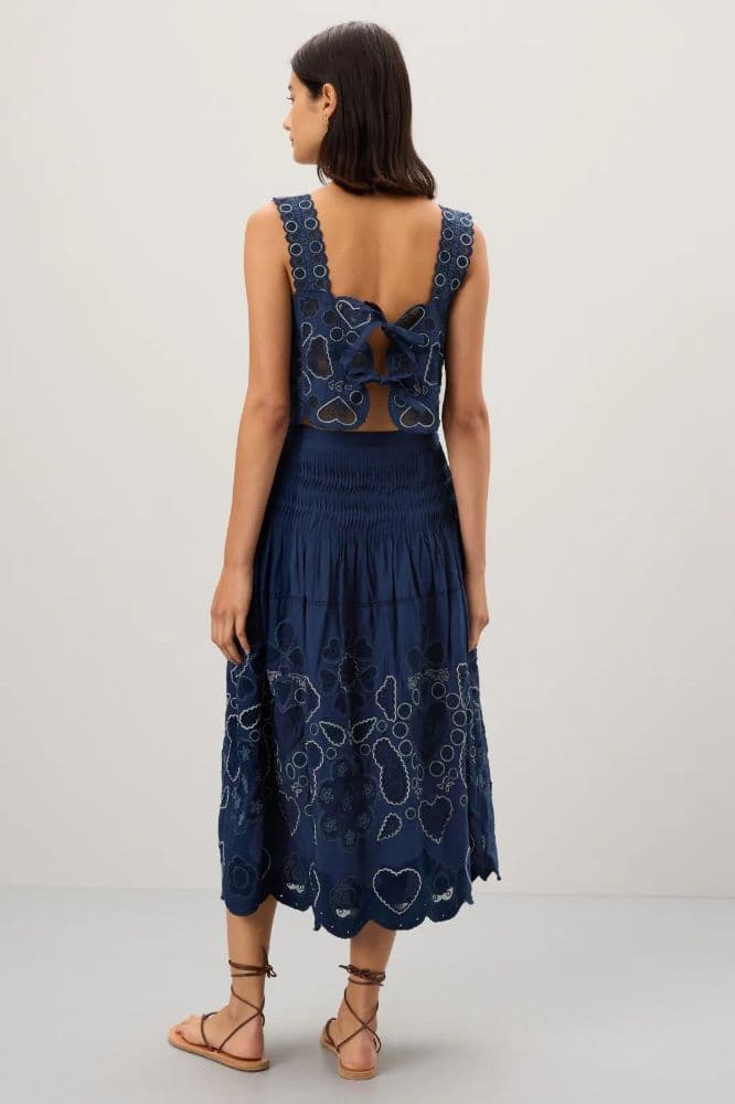 Matching Set Navy Blue Eyelet Skirt & Top - Image 2