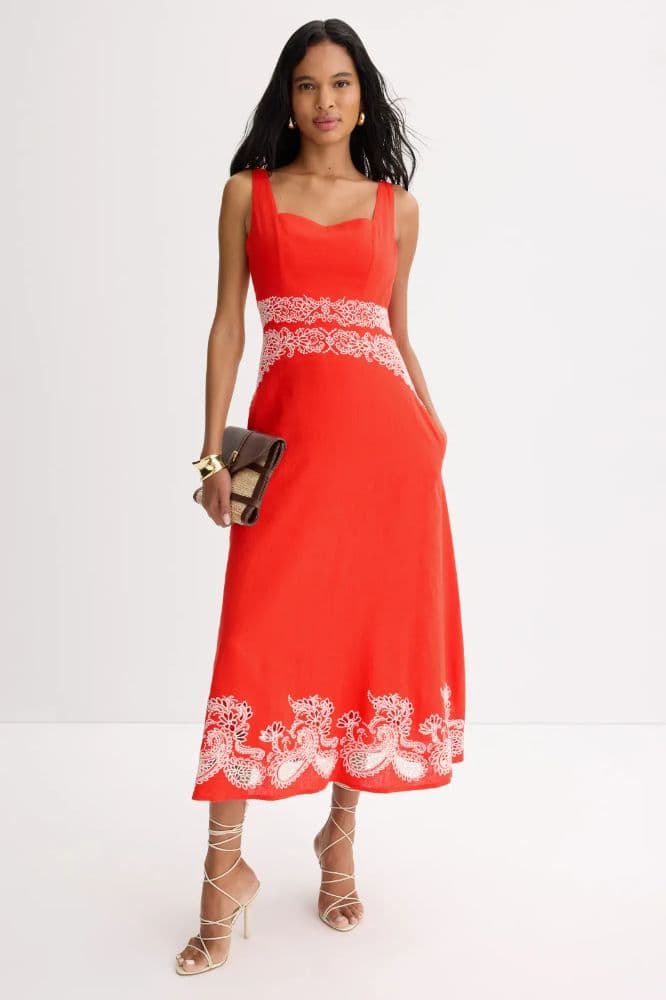Red Ted Backer Midi Sundress - Image 1