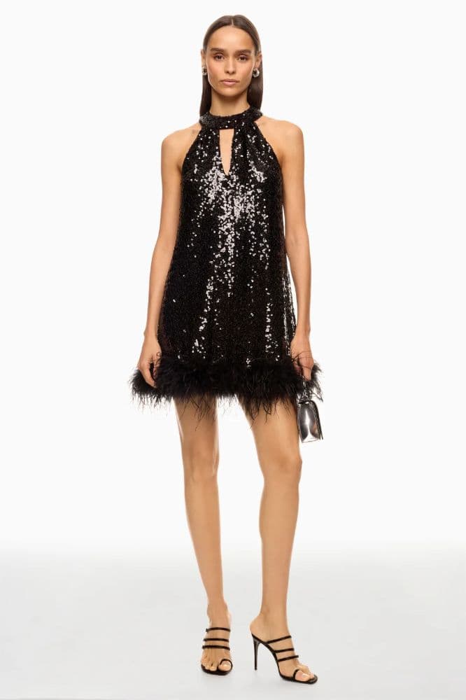Black Sequin Mini Sparkle Dress - Image 1