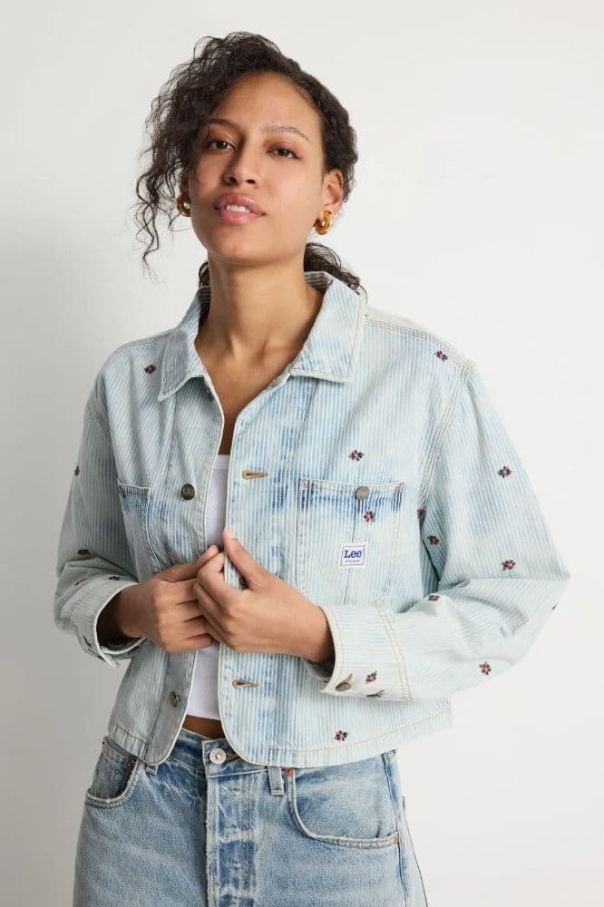 Cropped Light Denim Jacket - Image 1