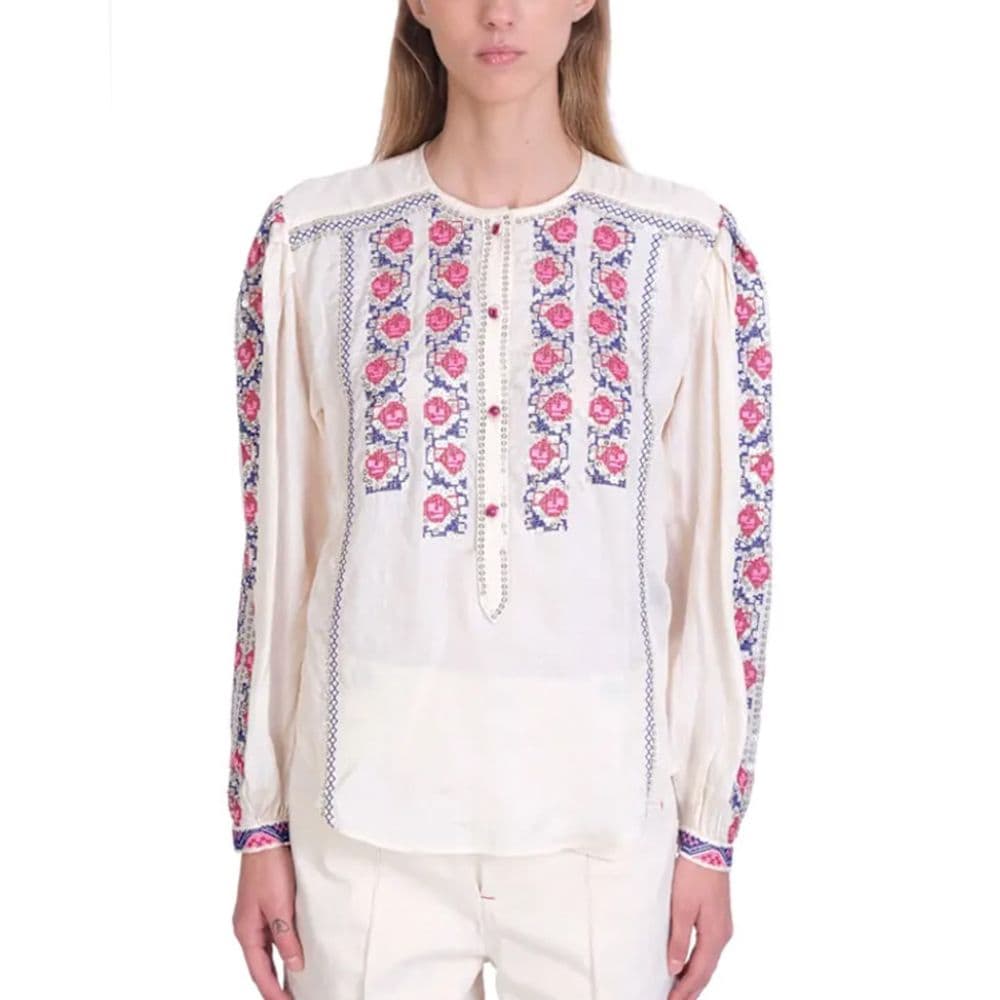 Isabel Marant Ciskalia Folk Embroidered Silk Blouse - Image 6