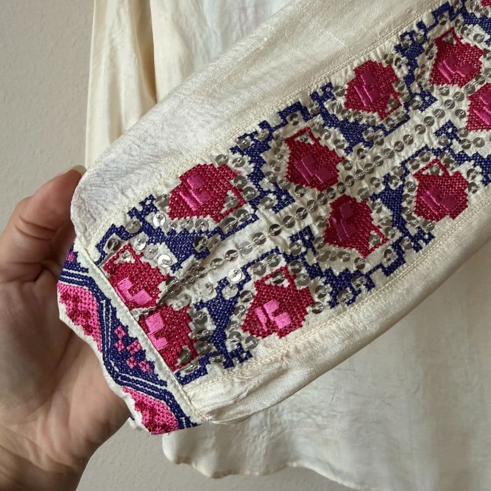 Isabel Marant Ciskalia Folk Embroidered Silk Blouse - Image 4