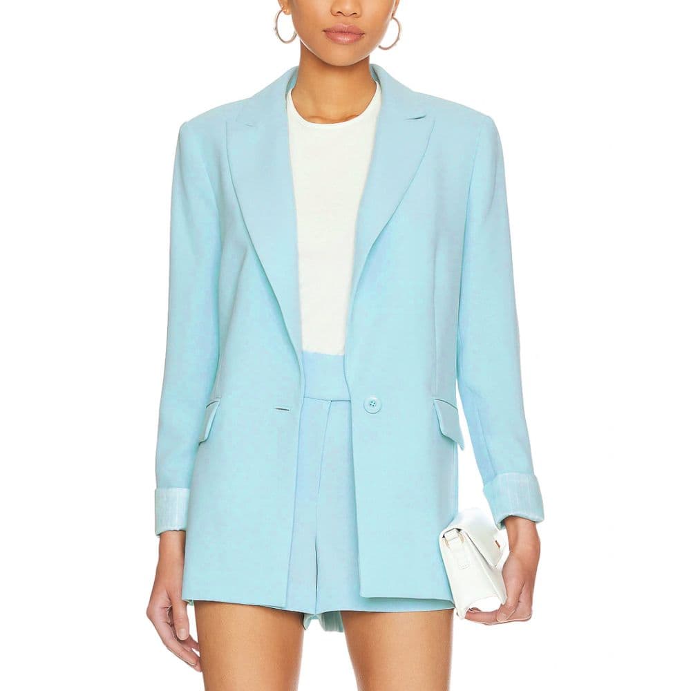 Alice + Olivia Justine Roll Cuff Blazer in Light Blue - Image 1