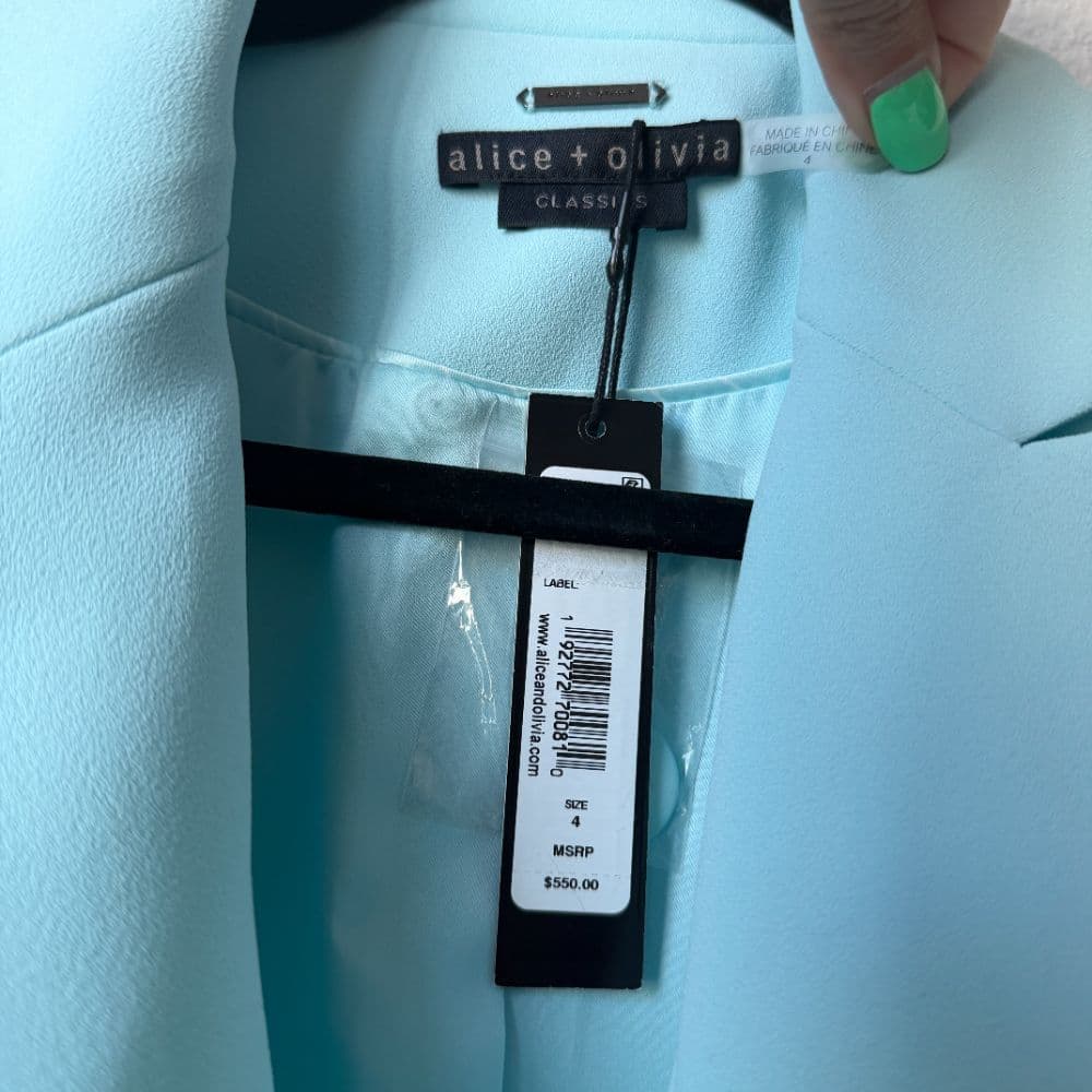 Alice + Olivia Justine Roll Cuff Blazer in Light Blue - Image 3