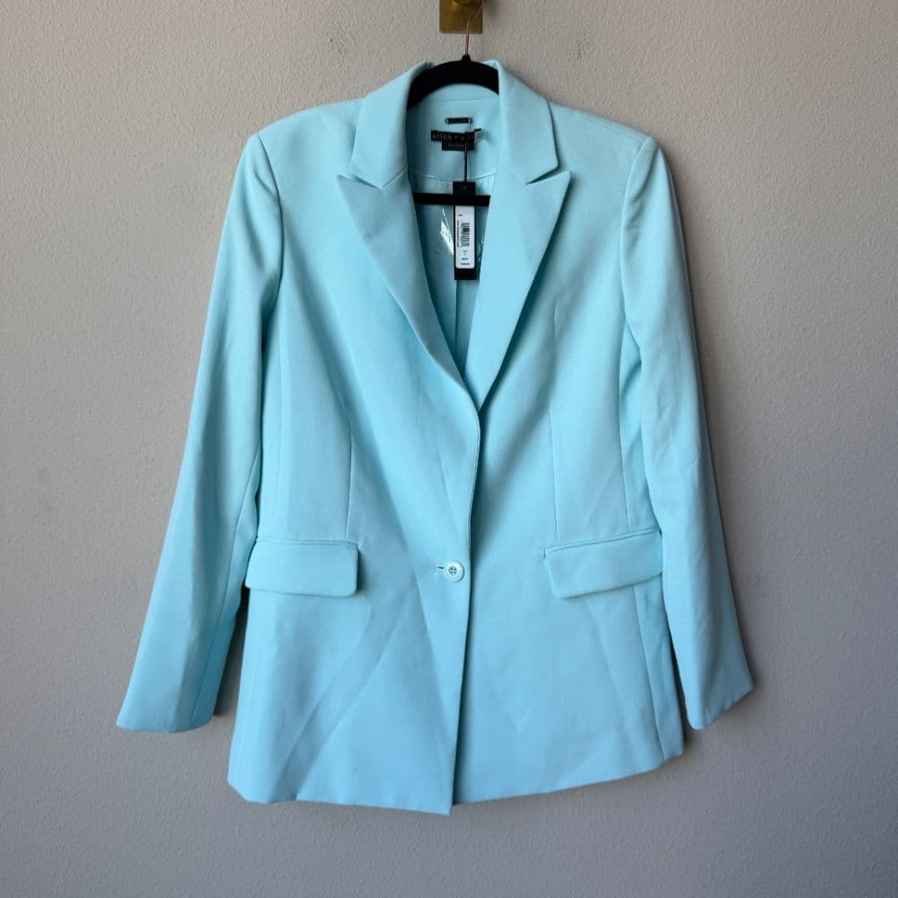 Alice + Olivia Justine Roll Cuff Blazer in Light Blue - Image 2
