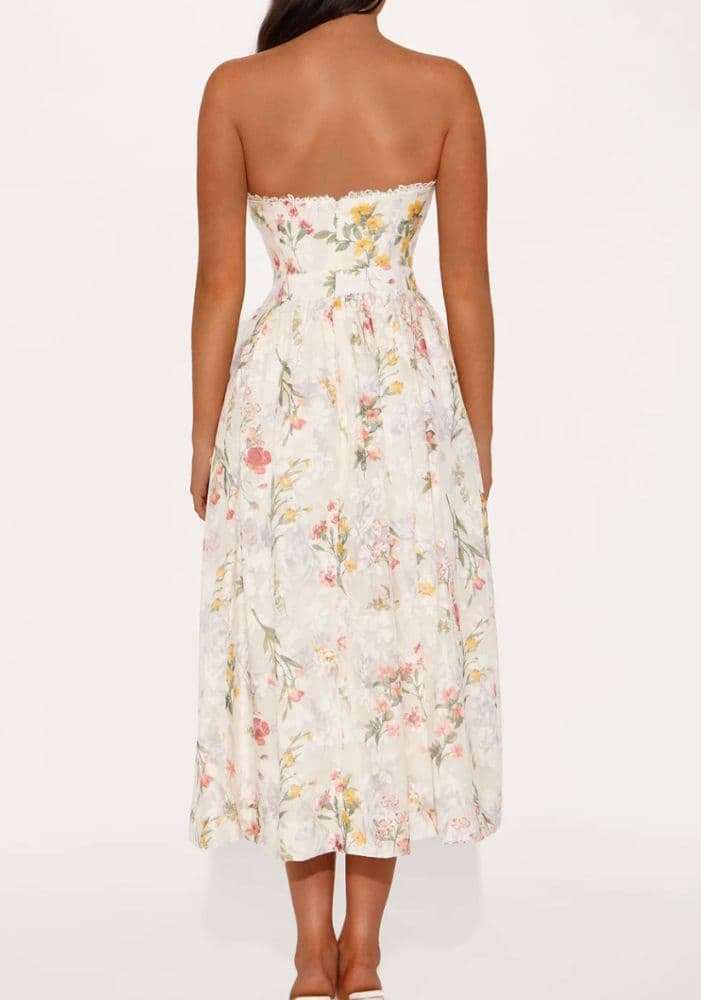 Ophelia Strapless Floral Midi Dress - Image 3