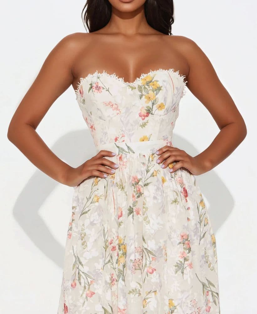 Ophelia Strapless Floral Midi Dress - Image 2