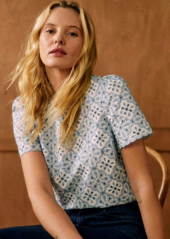 Sezane Annabelle Floral Eyelet Blouse - Image 2