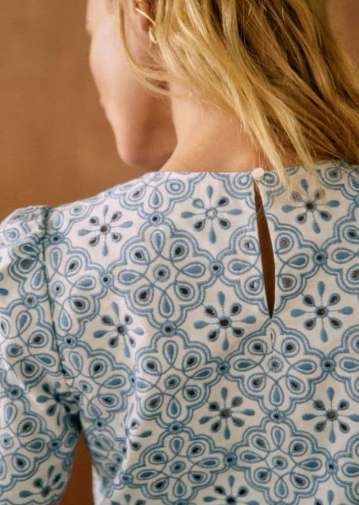 Sezane Annabelle Floral Eyelet Blouse - Image 4