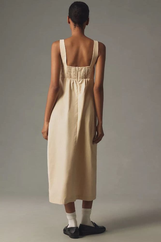 Anthropologie Maeve Bow Tan Midi Dress - Image 6