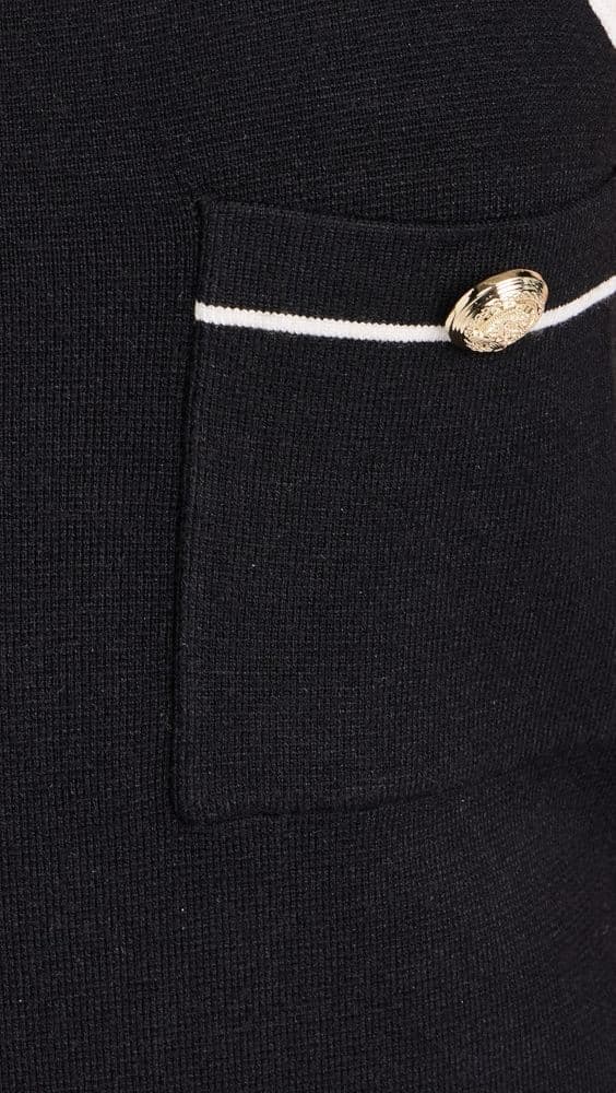 English Factory Gold Buttons Black Knit Mini Dress - Image 4