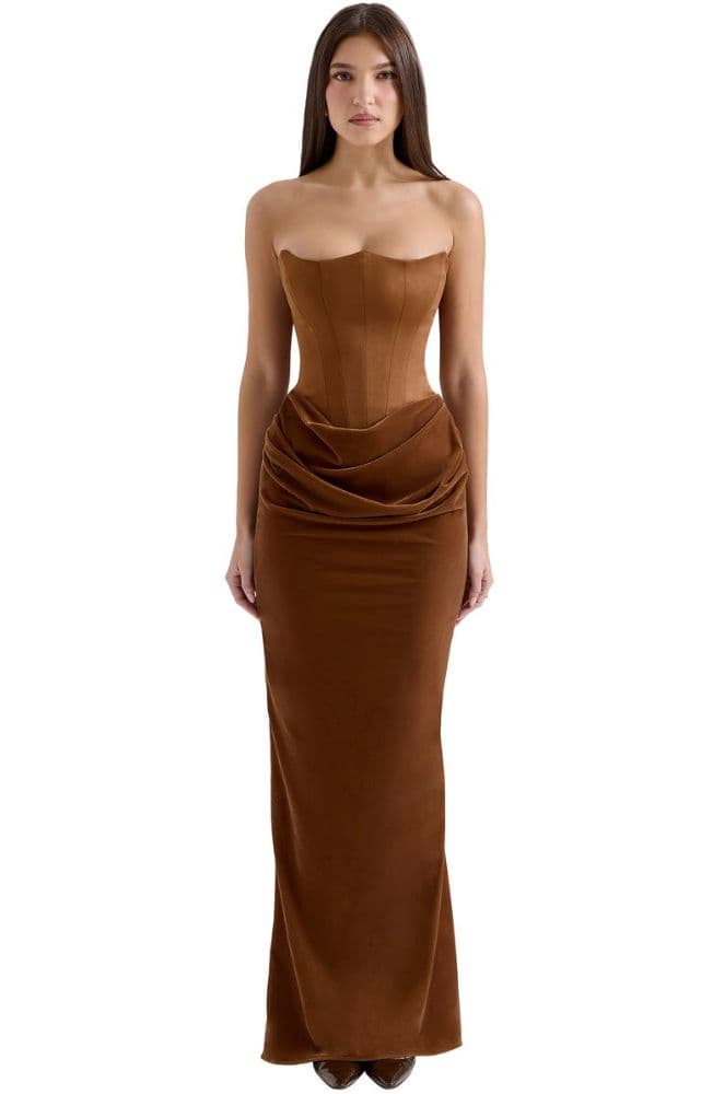House of CB Persephone Gown — Toffee Corset Velvet Dress 🤎 - Image 1