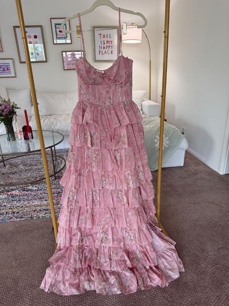 Pink ruffle V Chapman Josephine Dress - Image 5