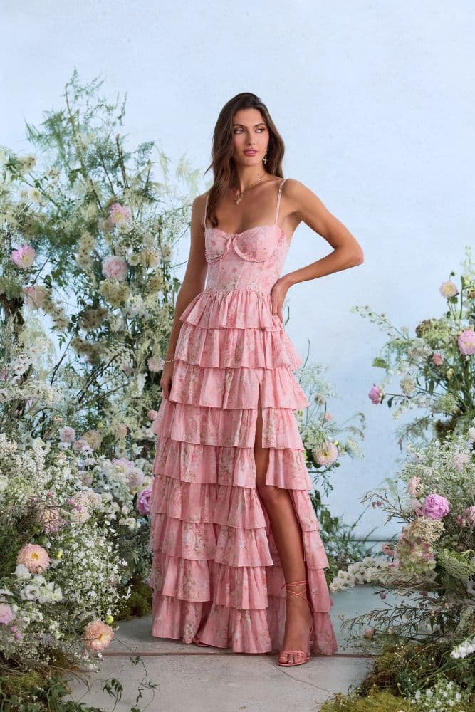 Pink ruffle V Chapman Josephine Dress - Image 1