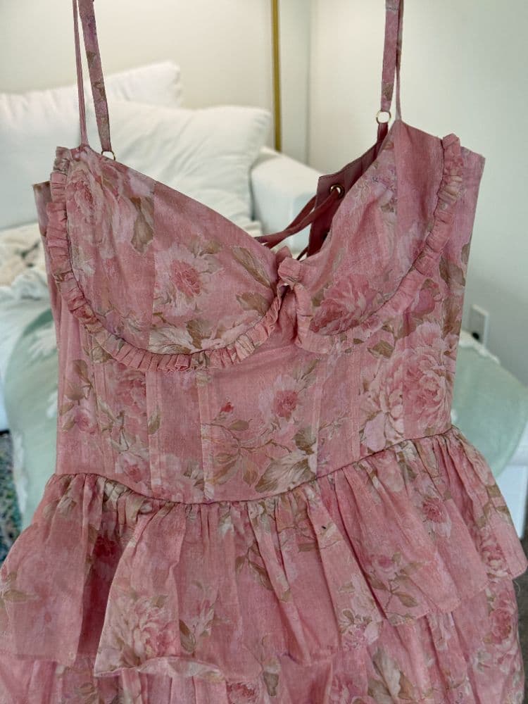 Pink ruffle V Chapman Josephine Dress - Image 2