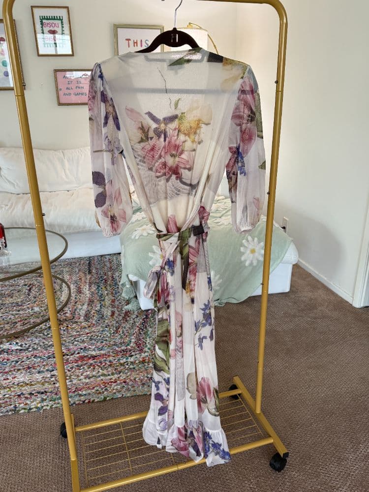 White floral Ganni wrap dressp - Image 3