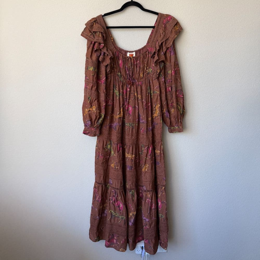 Farm Rio Dotted Horse Tiered Cotton Maxi Dress - Image 3