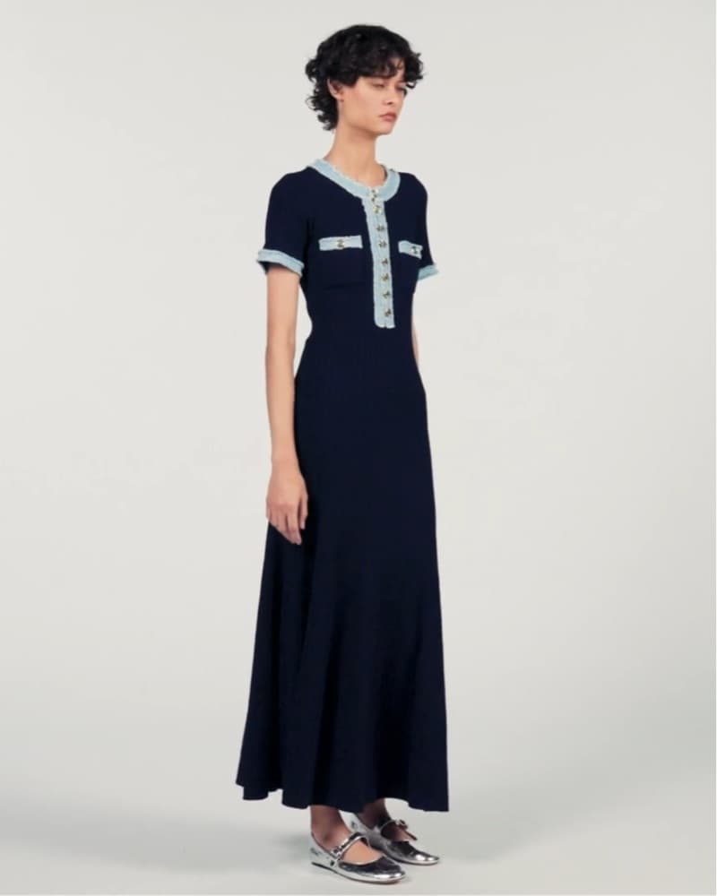 Sandro Navy Blue Maxi Dress - Image 3