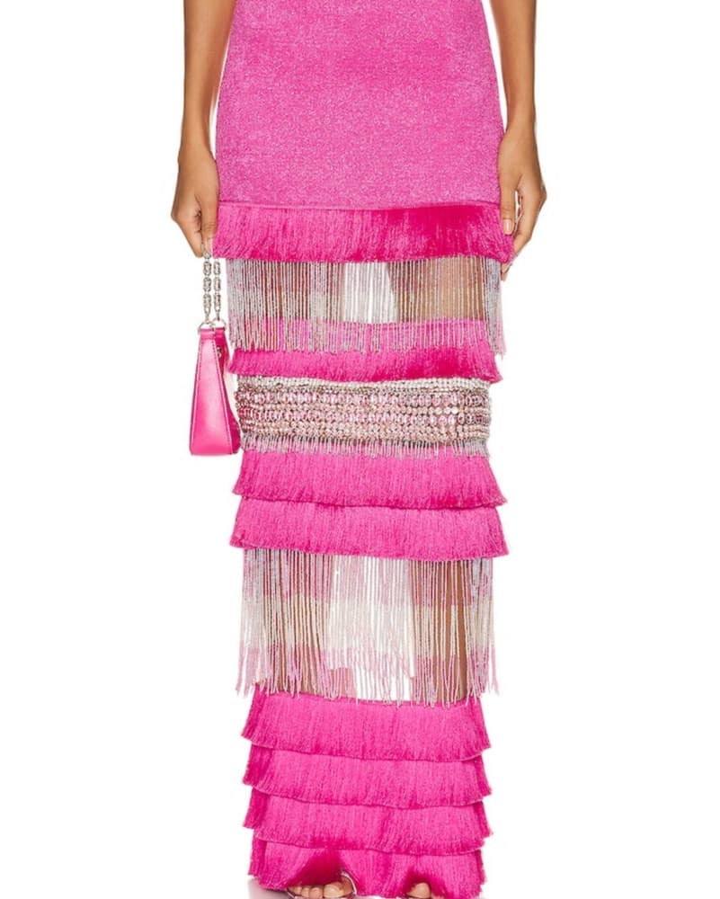 PAT BO Hand Beaded Fringe Maxi Skirt - Image 1