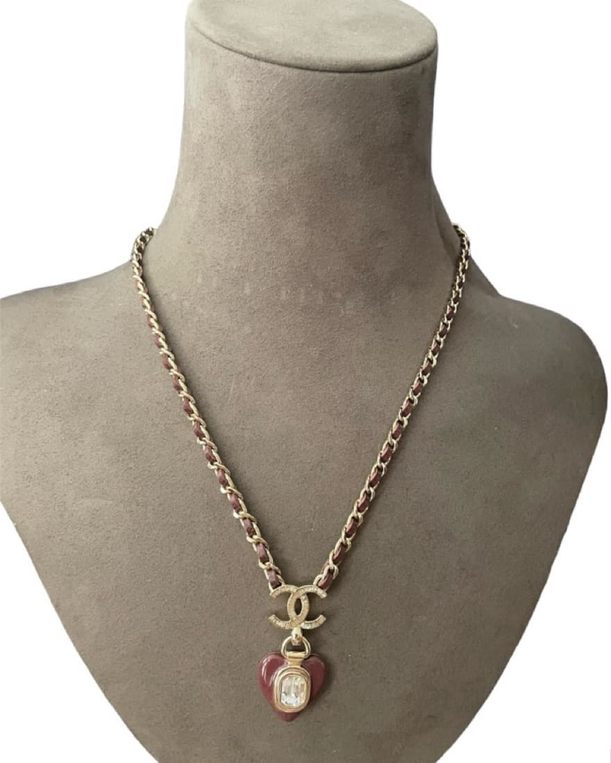 Chanel Burgundy Heart Necklace  - Image 1