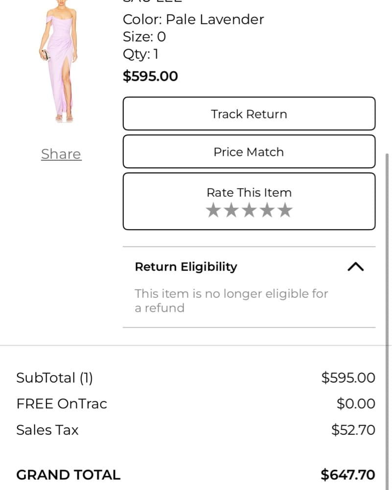 sau lee brandi gown lavender size 0 - Image 5