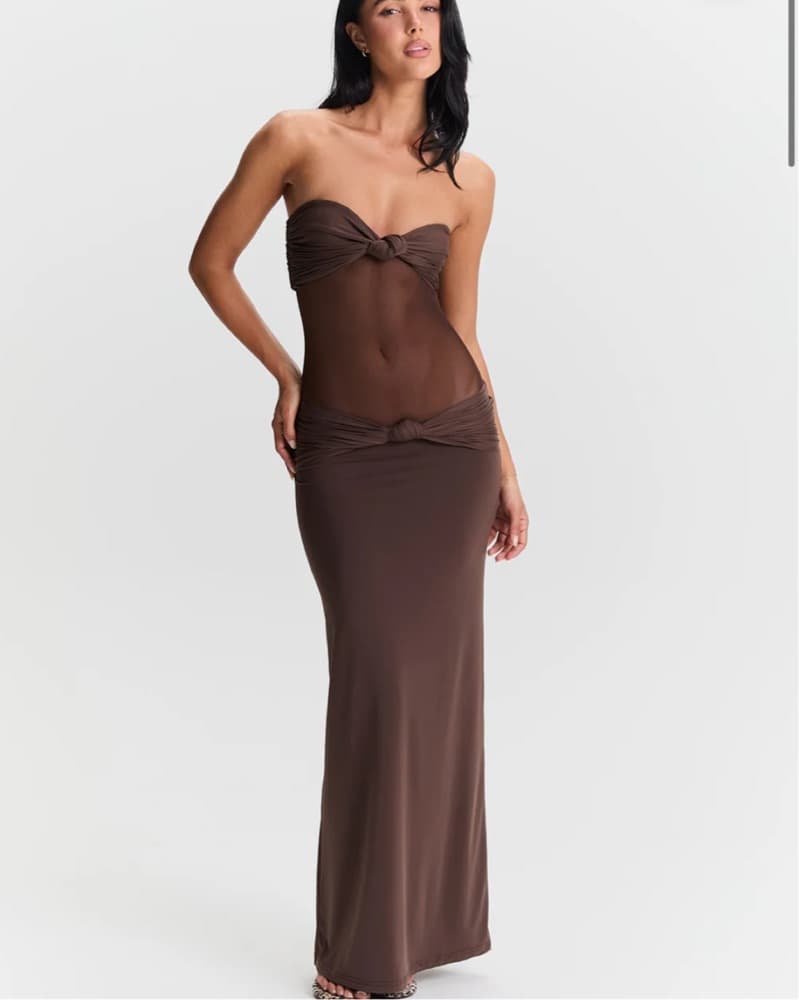 Sasha Therese Brown Mesh Dress - Image 1