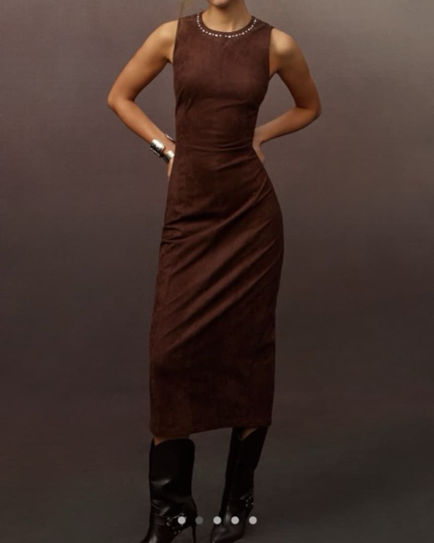 Wolf Gang Mecca Dress Brown Suede - Image 2