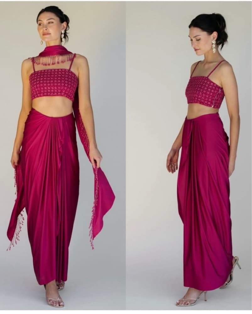 Pink Lehenga Dupatta Sani Indian Wedding - Image 6