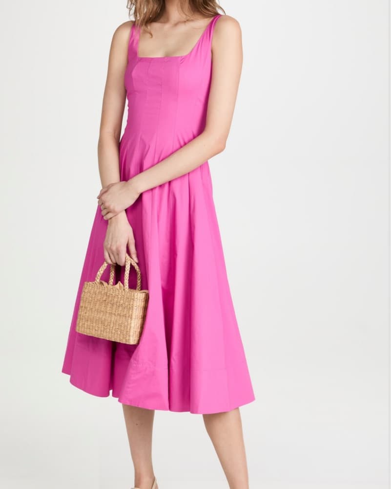 Staud Pink Wells Midi Dress - Image 4