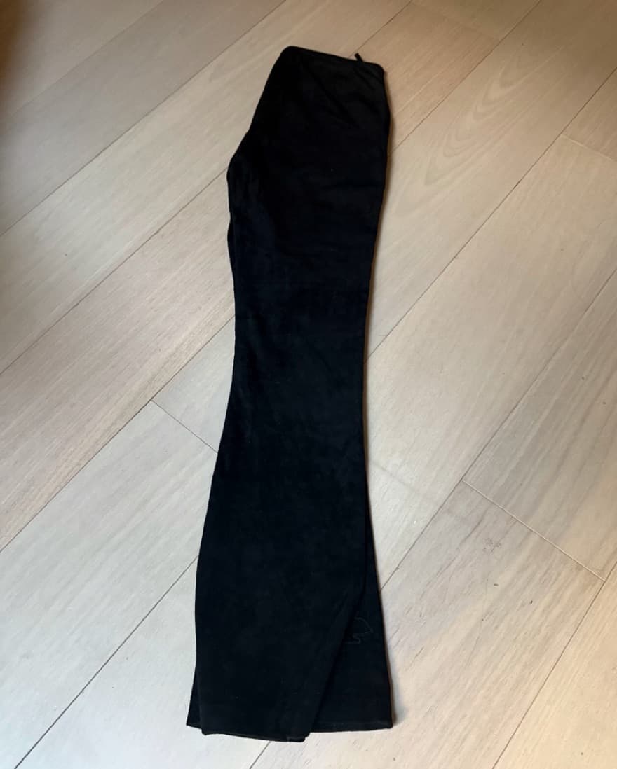 Embellished Low Rise Leather Flare Pants - Image 3