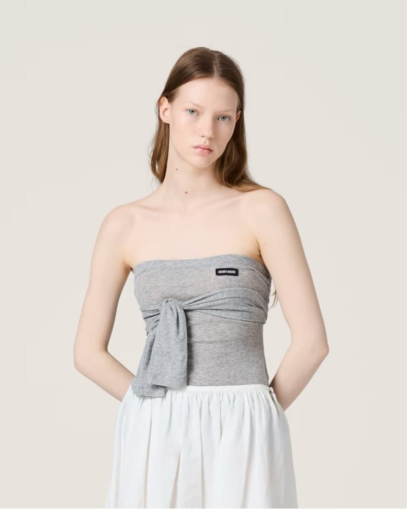 Miu Miu Ribbed Jersey Top - Image 3