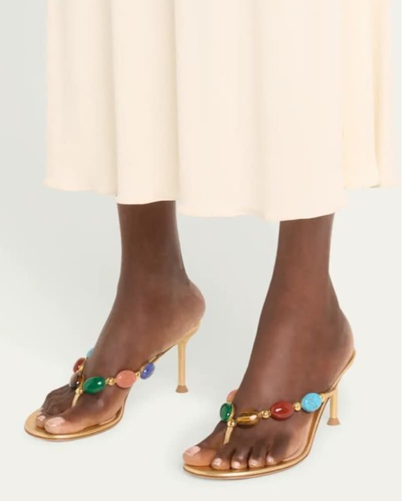 Bead-Embellished Heels Gold - Image 1
