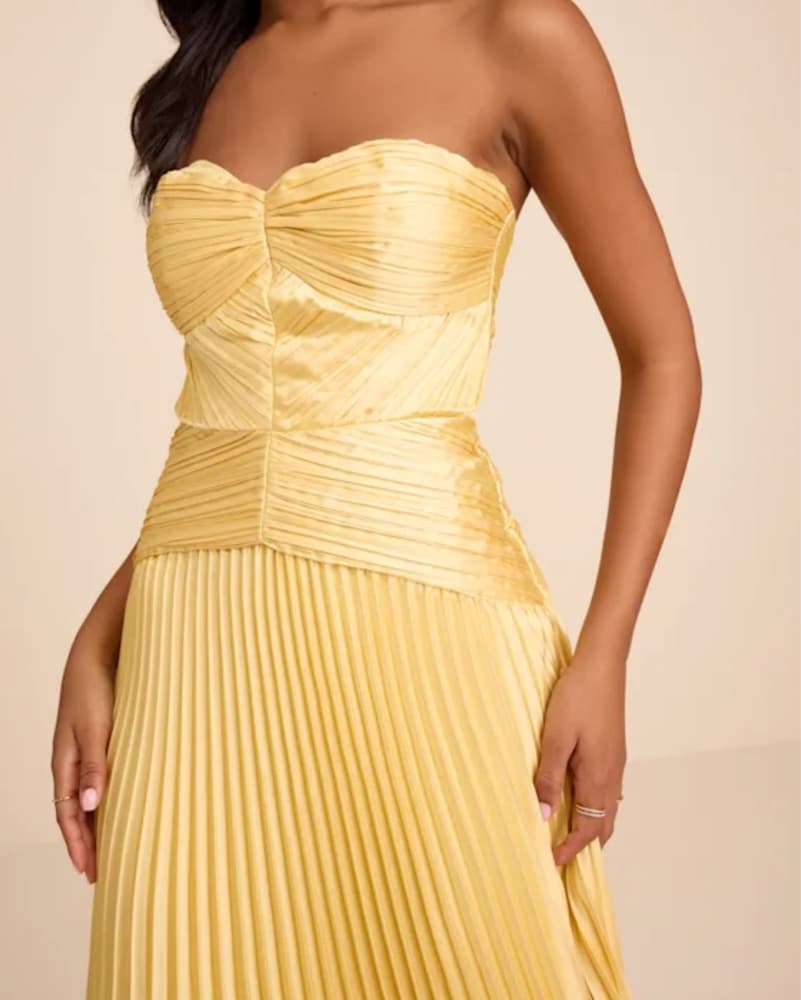 Yellow Pleated Gown - Image 2